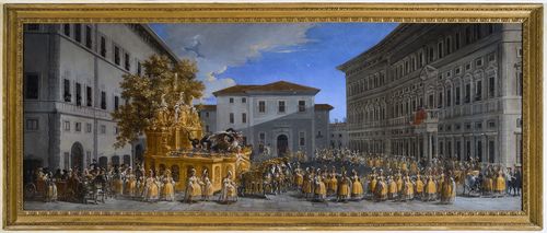 Johann Paul Schor, Il corteo del carro d’oro del principe Borghese. Olio su tela