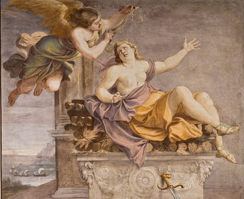 Annibale Carracci, Morte di Didone. Affresco strappato riportato su tela, cm. 128x135.7. Firmato “ANN. CARRACCIUS PING.” San Martino di Soverzano, Collezione Mi