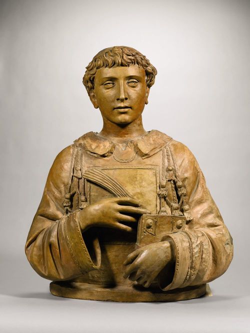 Donatello,<em> San Lorenzo</em>, verso il 1440, terracotta gi&agrave; dipinta. Parigi, collezione Peter e Kathleen Silverman