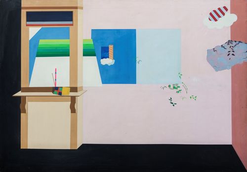 Luciano Zarotti, <em>La stanza</em>, 1974, Tempera magra su tela, 200 x 175 cm<br />