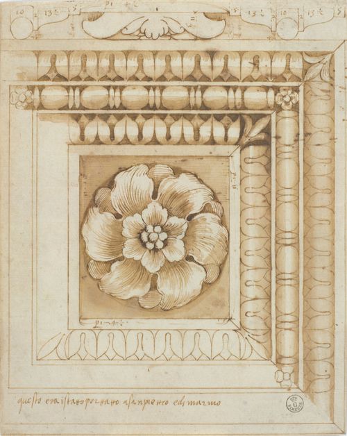 Pietro Rosselli, Lacunare marmoreo antico stilo e penna su carta bianca, Gabinetto dei Disegni e delle Stampe, Gallerie degli Uffizi, Firenze