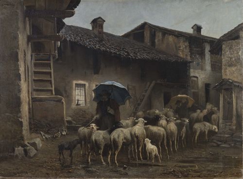 Carlo Pittara, 1891 Ritorno alla stalla (La ritirata), 1866 ca. Olio su tela, 86 x 116 cm. P/374. Torino, GAM-Galleria Civica d’Arte Moderna e Contemporanea 