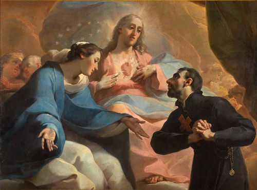 Ubaldo Gandolfi, San Camillo de Lellis in adorazione del Sacro Cuore di Gesù con la Vergine e un angelo (part.)