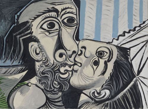 <span>Pablo Picasso, </span><em>Il bacio</em><span>, 1969 olio su tela, 130 x 97 cm, Parigi, Mus&eacute;e National Picasso. Foto: &copy; RMN-Grand Palais (Mus&eacute;e national Picasso-Paris) /Jean-Gilles Berizzi/ dist. Alinari</span><br /><br />