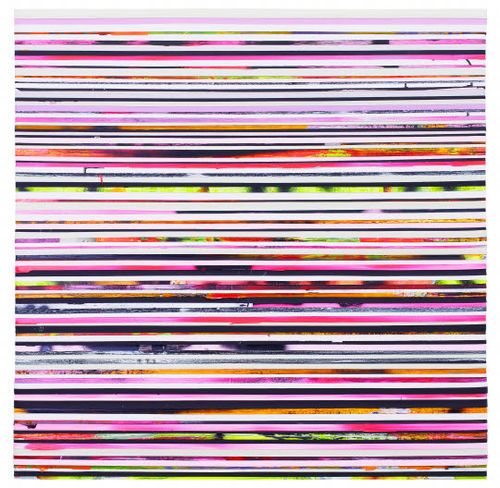 Paolo Bini, Eden, 2017. Acrilico su nastro carta su tela, cm. 120x120