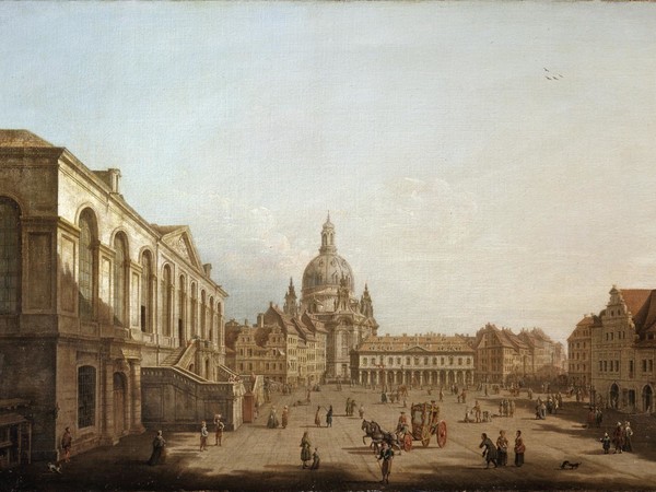 Pietro Bellotti, Dresda: il mercato nuovo dallo Jüdenhof, cm 60,5 x 88. Londra, Rafael Valls Ltd.