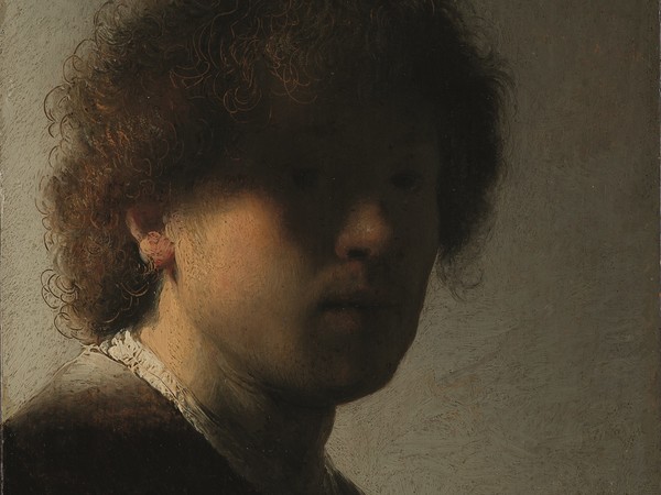 Rembrandt van Rijn, Autoritratto Giovanile, 1628 circa, olio su tavola. Rijksmuseum, Amsterdam