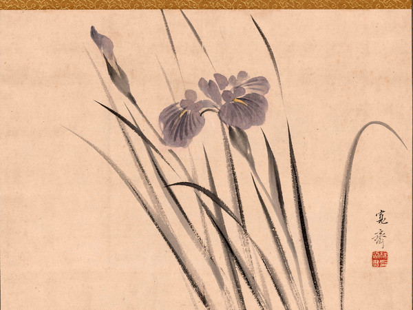 Mori Kansai, Iris oscillano al vento, 1850-1869. Dipinto a inchiostro e colori su carta, 29,5×39,9 cm. Collezione Perino 