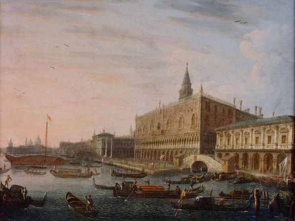 Pietro Bellotti, Il Molo verso ovest con il Palazzo Ducale, cm 38 x 48,5. Londra, collezione privata