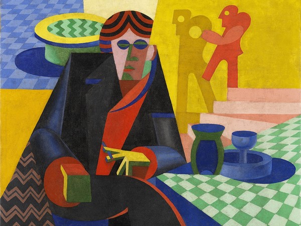 Fortunato Depero (Fondo, 1892 - Rovereto, 1960), Ritratto di Gilbert Clavel, 1918, Olio su tela, 59 x 59 cm, Milano, Museo del Novecento, Galleria del Futurismo, Donazione Ausonio Canavese (già collezione Fedele Azari), 1934