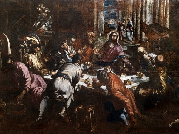 Jacopo Robusti, detto il Tintoretto, Prima versione o modello per l'"Ultima Cena" in S. Trovaso a Venezia, 1559 circa, olio su tela. Collezione Privata 