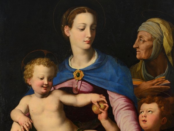 Agnolo di Cosimo di Mariano, detto il Bronzino, Madonna col bambino, Sant’Elisabetta e San Giovannino, 1560 ca., olio su tavola, 126x100 cm. Napoli, Museo e Real Bosco di Capodimonte