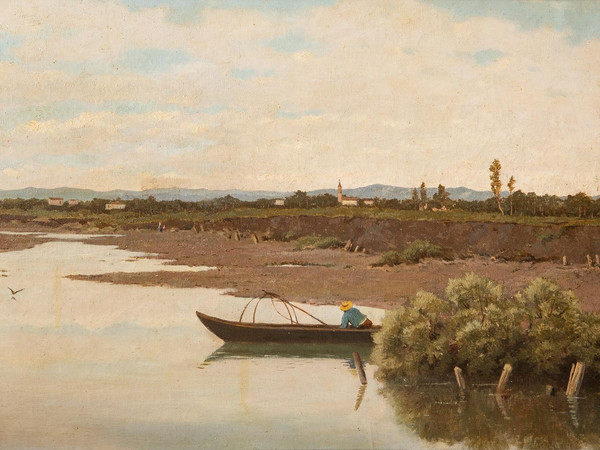 Luigi Bertelli, Il Reno, s.d., olio su tela, cm. 69x95, collezione privata