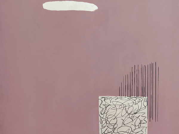Arturo Vermi, Ed è subito sera, 1965, tecnica mista e foglia d'argento su tela, cm. 60x50