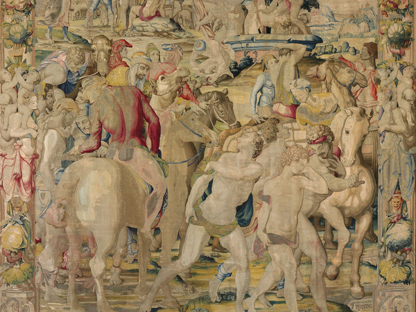 Vendita di Giuseppe, 1549. Disegno e cartone di Agnolo Bronzino. Atelier di Jan Rost. Roma, Presidenza della Repubblica