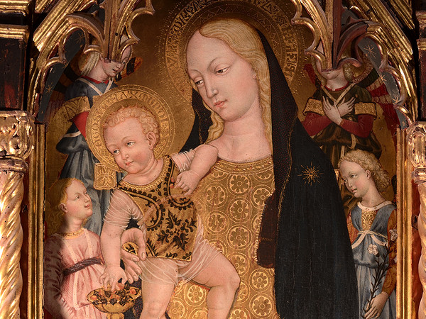 Luca di Paolo Trittico di San Francesco (Madonna con Bambino in trono tra angeli, san Francesco d’Assisi, san Bernardino da Siena; Miracoli di san Bernardino) tempera e oro su tavola Chiesa di San Francesco, Matelica (MC)