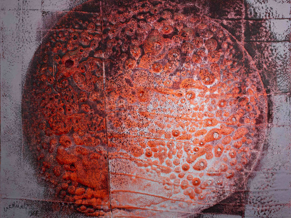 Franco Cardinali, Astre incinéré, 1983, olio caseina e sabbia su tela, cm. 80x100 
