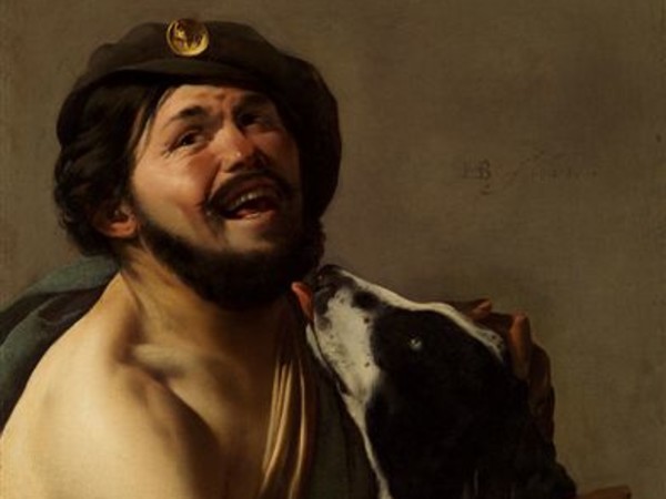 Hendrick Ter Brugghen, "Bravo" che ride con il suo cane (Diogene)