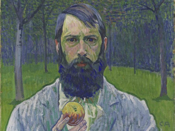 Cuno Amiet, Autoritratto con mela (Selbstbildnis mit Apfel), 1902-1903, olio su tela, 54 x 64.5 cm, Collezione privata (in deposito al Kunstmuseum Solothurn)