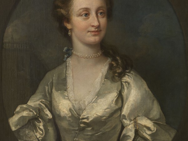 William Hogarth, Ritratto di Signora in abito bianco e orecchini di perle, 1740 circa. Olio su tela, cm. 76,5x63,5. Museo di Belle Arti di Gent (Belgio), inv. 1912-F