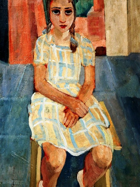 Felice Casorati. Fanciulla seduta,1933, olio su tavola,  Novara 1883 – Torino 1963