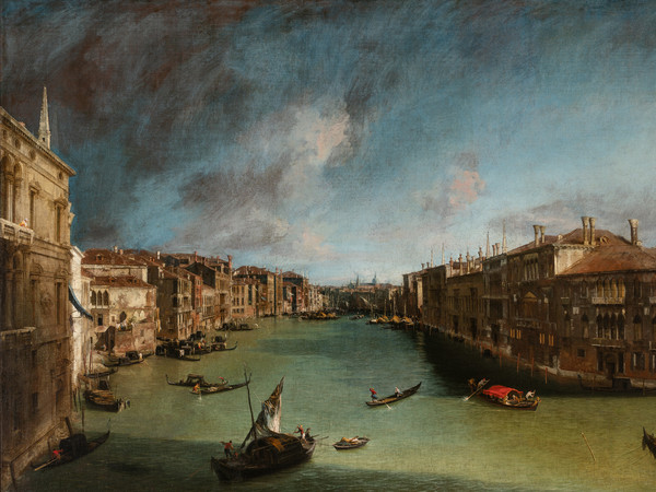 Antonio Canal detto Canaletto, <em>Il Canal Grande da Palazzo Balbi verso Rialto</em>, Olio su tela, 207 x 144 cm, Venezia, Ca' Rezzonico, Museo del Settecento veneziano