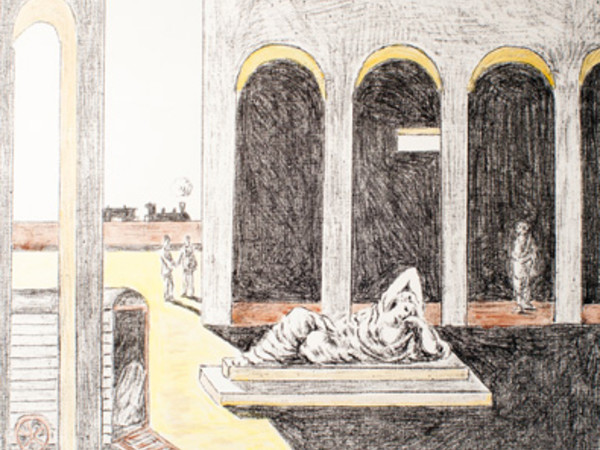 Giorgio de Chirico,<em> Malinconia</em>, 1972, Litografia colorata a mano dall'artista