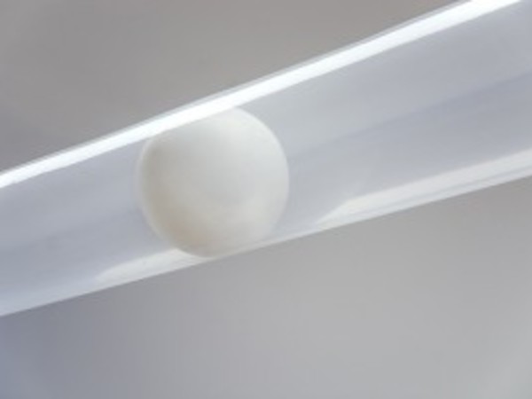 Szilárd Cseke, Sustainable Identities (detail), 2015. Foil tube, ball, electric fans