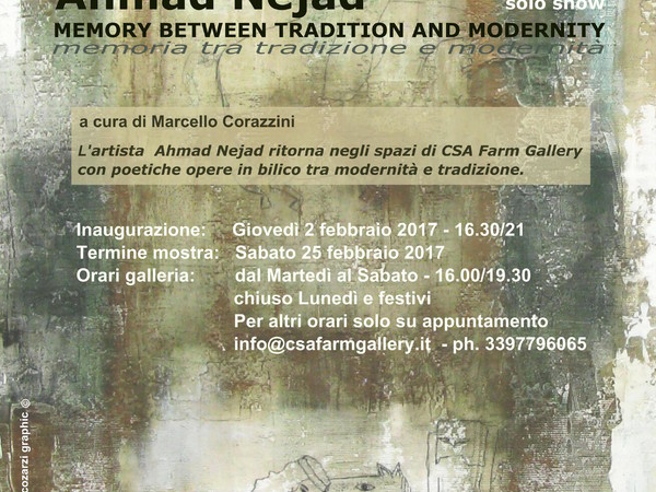 Ahmad Nejad. Memory between Tradition and Modernity / Memoria tra Modernità e Tradizione