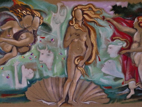  Claudio Spada, La nascita di Venere, 2020, t.mista su tela, cm. 150x80 