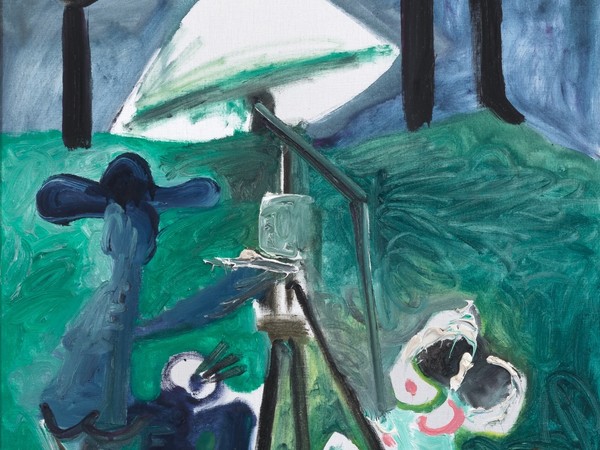 Pablo Picasso, <em>Le peintre et son modèle en plein air</em>, 1963, olio su tela, 81x65 cm. Collezione Intesa Sanpaolo