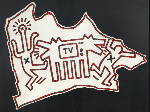 Keith Haring, Untitled, 1983, acrilico su pelle, cm. 112x150