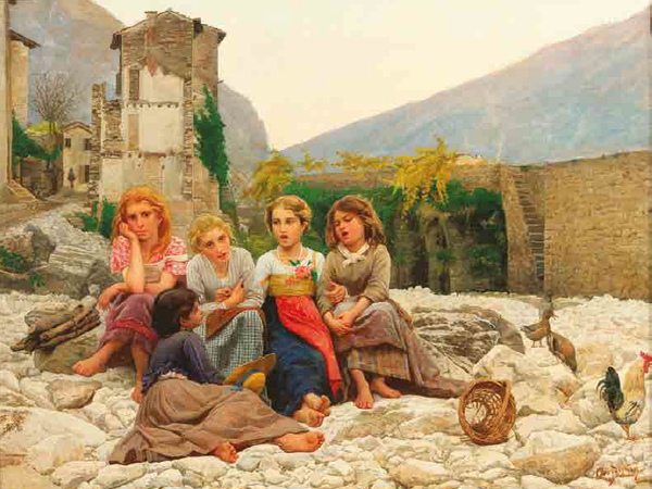 Noè Bordignon, Ragazze che cantano nella valle, 1878, olio su tela. Milano, Galleria Enrico