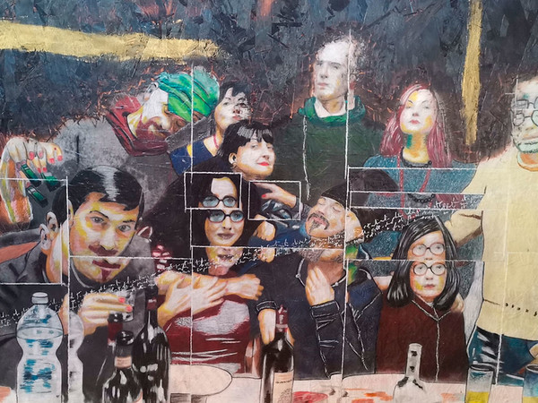 Filippo Negroni, Shit family, tecnica mista su tavola, 75x115 cm.