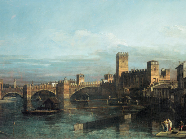 Bernardo Bellotto, La Veduta di Verona con Castelvecchio e il ponte Scaligero da monte dell’Adige
