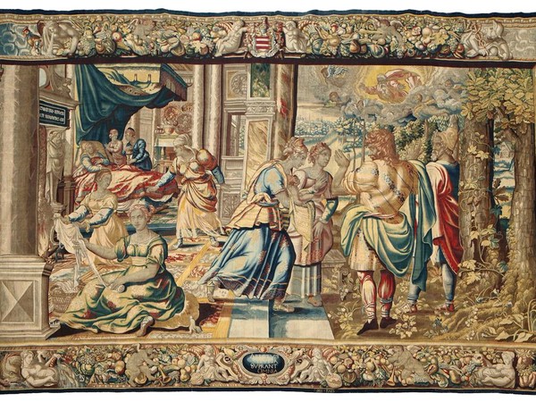 Storie di Sansone. Nascita di Sansone, arazzo, 1600 ca. Manifattura Jan Raes in Bruxelles