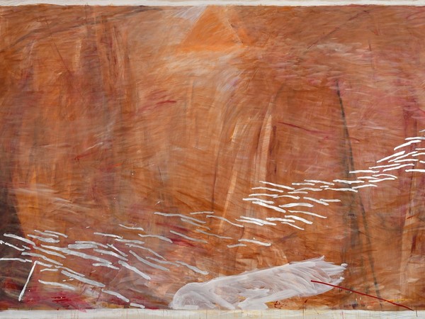 Paolo Cervi Kervischer, Nessun sapere resiste alla pittura, 1985, tecnica mista su tela, cm. 227x364