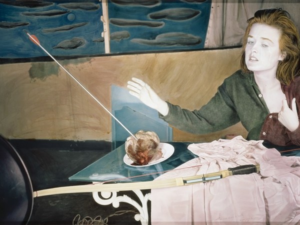 Ouka Leele, HERIDA COMO LA NIEBLA POR EL SOL, 1987. Copia de fotografí a en blanco y negro pintada a mano con acuarela impresión digital sobre papel de algodón Hahnemühle