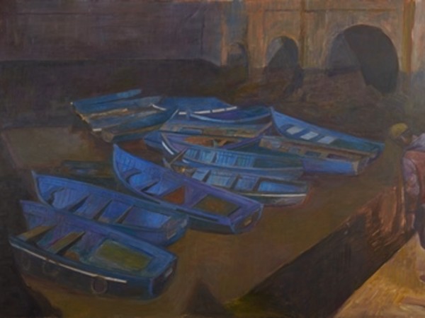 Vito Tongiani, Controllo degli ormeggi nel porto di Mogador, Olio su tela, 2015