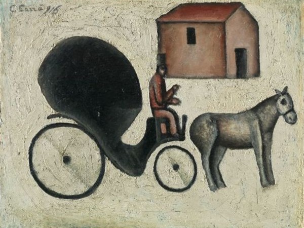 Carlo Carrà, La carrozzella, 1916, olio su tela applicata su compensato, cm. 51,5x66,5. MART 969, VAF 0717 Mart, Museo di arte moderna e contemporanea di Trento e Rovereto, Collezione VAF-Stiftung