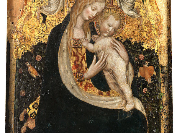 Antonio Pisano detto Pisanello, <em>Madonna con il bambino</em>, detta <em>Madonna della quaglia</em>, 1420 circa, tempera su tavola, cm 54x32. Verona, Museo di Castelvecchio. Archivio Fotografico dei Musei Civici, Verona Gardaphoto, Salò
