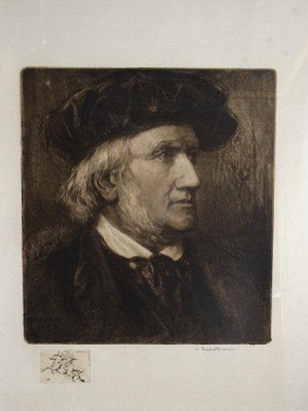 Lionello Balestrieri, Ritratto di Wagner, s.d. acquaforte e acquatinta su carta, Collezione Barillà