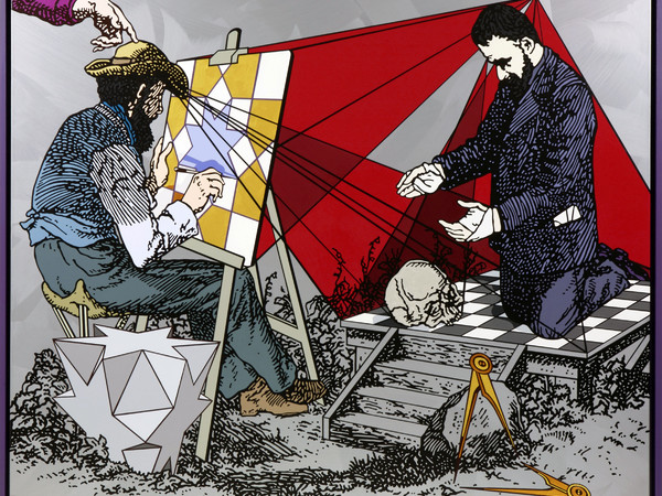 Gabriele Arruzzo, senza titolo (compendio), 2012, smalto e acrilico su tela, 157x187 cm