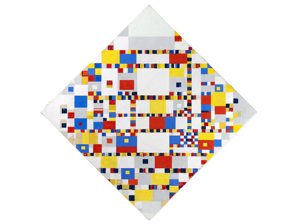 Piet Mondrian (1872-1944), Victory Boogie Woogie, 1942-1944, Oil, tape, paper, charcoal and pencil on canvas, 127.5 x 127.5 cm, Gemeentemuseum Den Haag | Loan Cultural Heritage Agency of the Netherlands