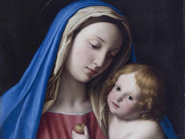 Giovanni Battista Salvi detto il Sassoferrato, Madonna con il Bambino che le porge un frutto, 1660 circa, Olio su tela, 49 x 65 cm
