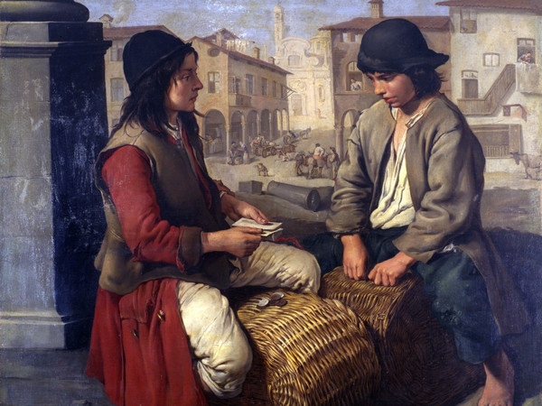 Giacomo Ceruti, Due ragazzi che giocano sulle ceste, olio su tela, 130 x 155 cm. Collezione privata