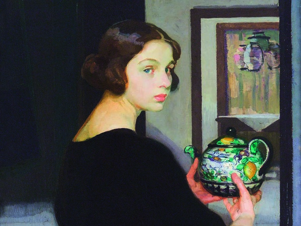Amedeo Bocchi, Bianca con la gonna verde, 1920 circa, Olio u tela