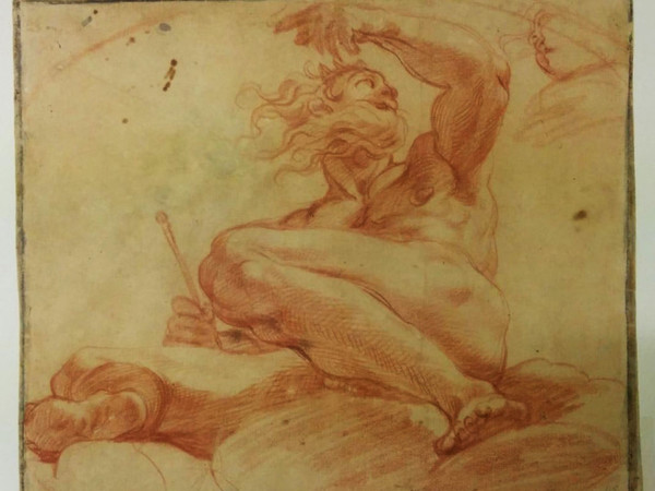 Agostino Carracci, Eolo custode dei venti carta, matita rossa, 264x327 mm., Modena, Galleria Estense