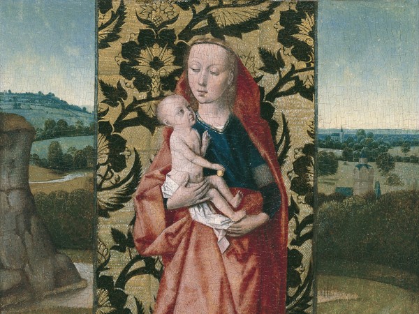 Dieric Bouts, Madonna col Bambino, 1465-1470, Olio su tavola di quercia, 20 x  28.5 cm, Madrid, Museo Thyssen-Bornemisza