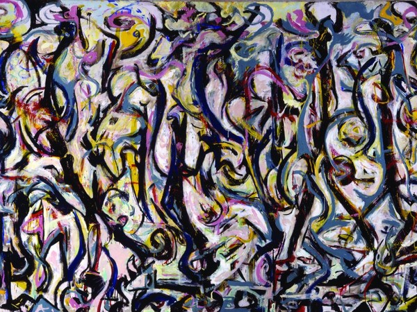 Jackson Pollock, Murale, 1943, olio e caseina su tela, 242,9 x 603,9. Donazione Peggy Guggenheim, 1959. University of Iowa Museum of Art. Riproduzione concessa dalla University of Iowa.